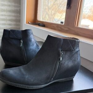 Dansko Black Leather Ankle Booties